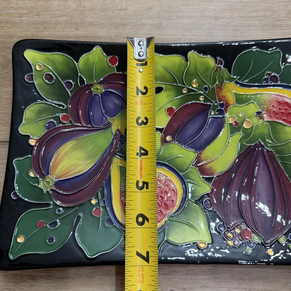 Blue Sky J McCall Rare Fig Serving Platter Black‎ Ceramic Fruit Tray Artsy 2004